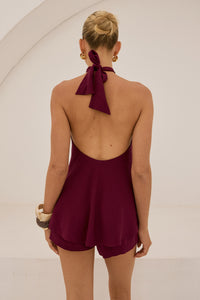 KOAH KNOTTED FRONT SPLIT TOP - BERRY