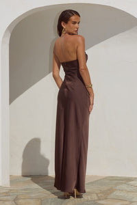 MADELEINE STRAPLESS MAXI DRESS - BITTER CHOCOLATE