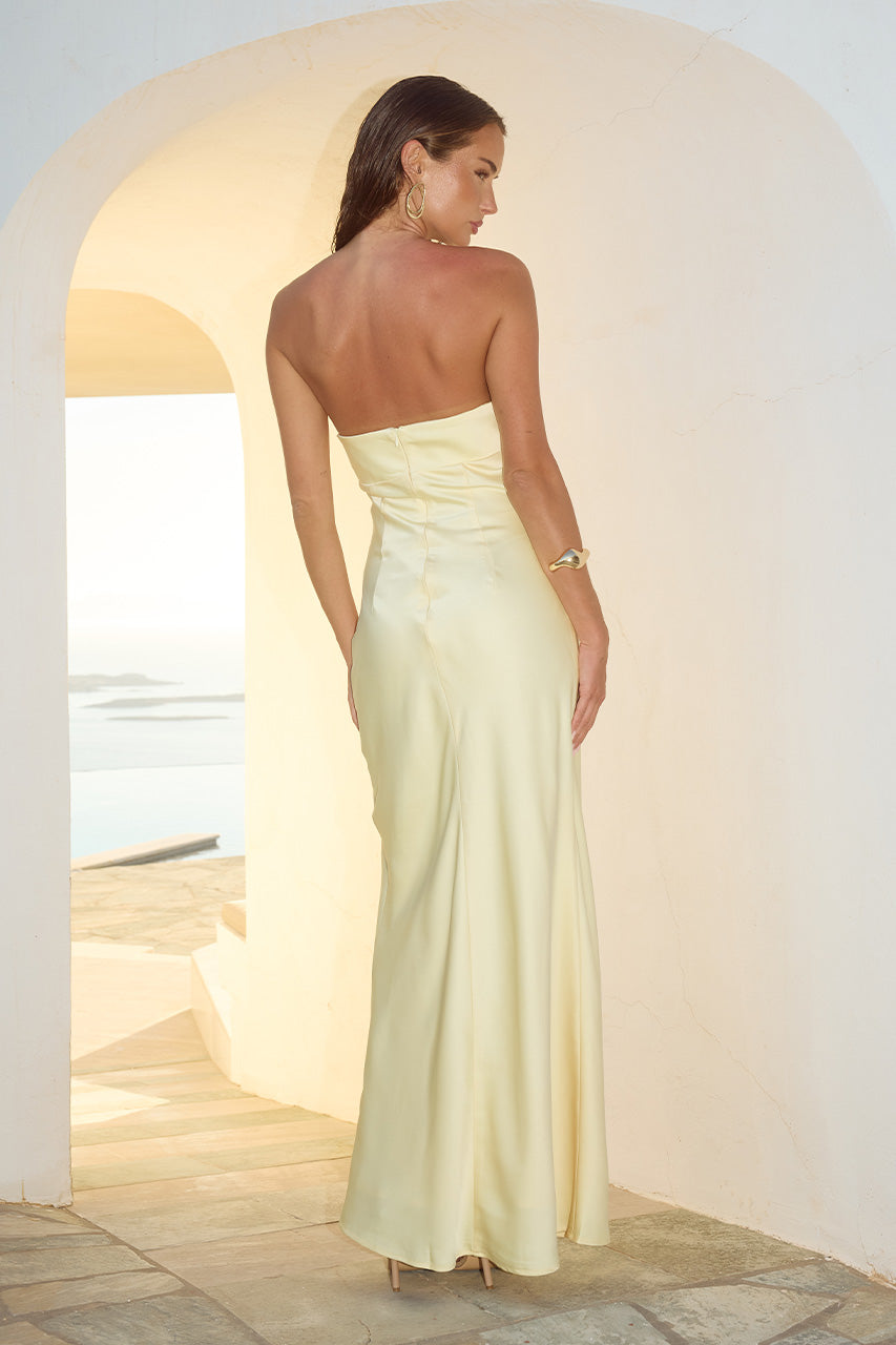 MADELEINE STRAPLESS MAXI DRESS - BUTTERMILK
