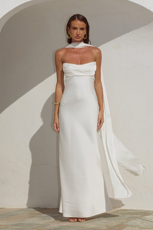 MADELEINE STRAPLESS MAXI DRESS - PEARL