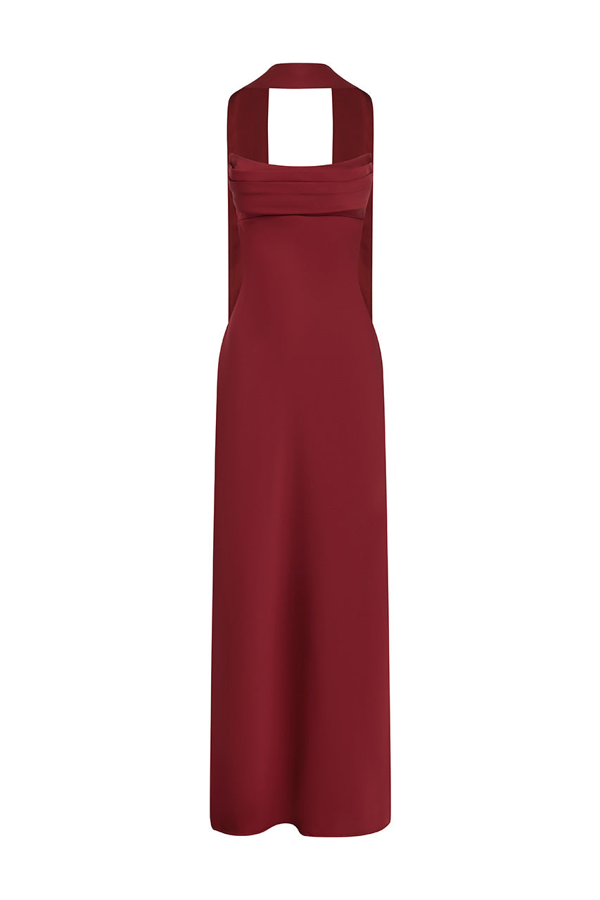 MADELEINE STRAPLESS MAXI DRESS - CHERRY