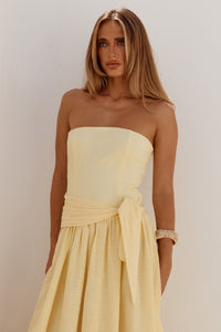 MAEVE STRAPLESS SIDE TIE MAXI DRESS - BUTTER