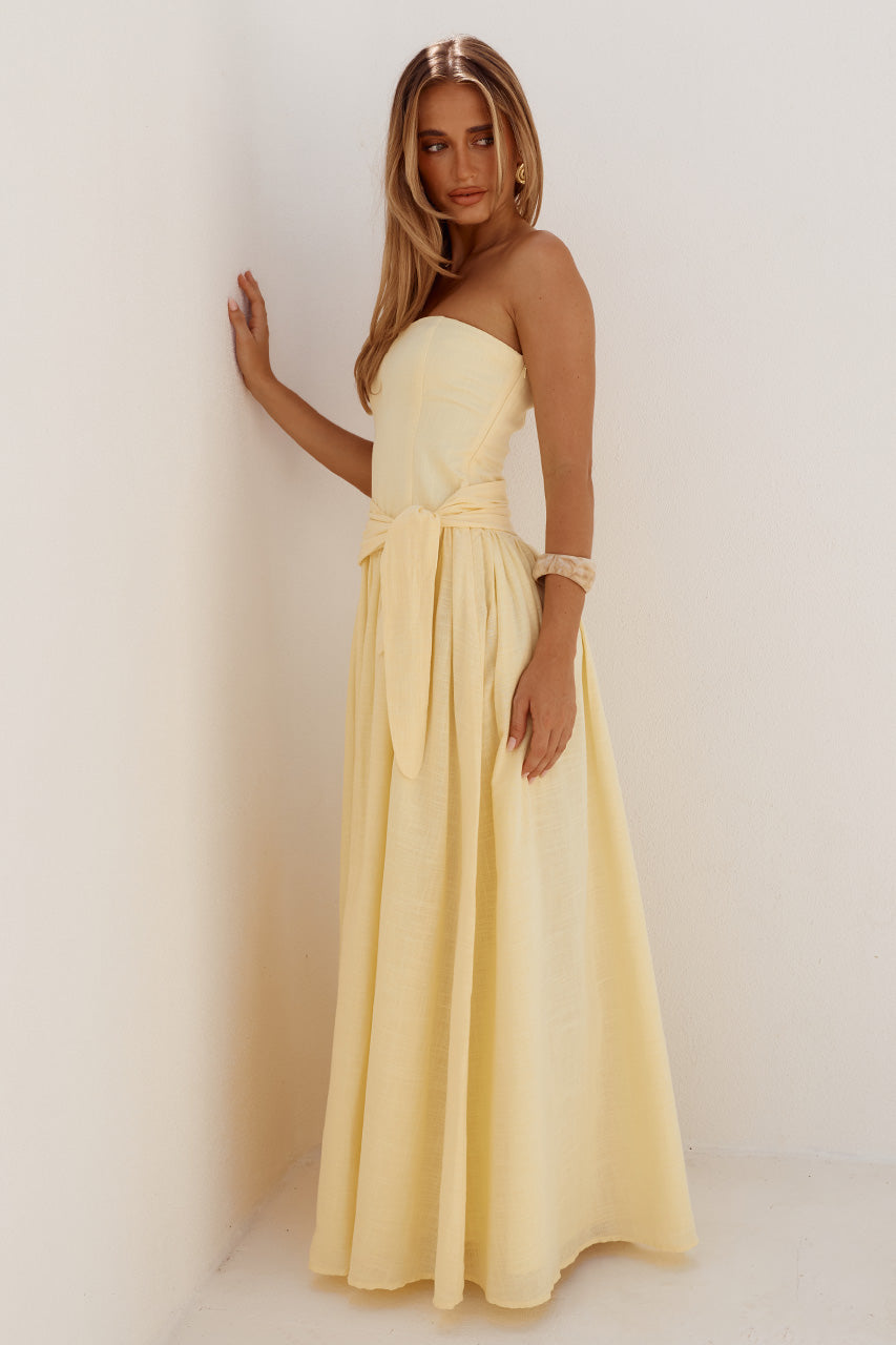 MAEVE STRAPLESS SIDE TIE MAXI DRESS - BUTTER