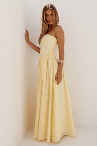 MAEVE STRAPLESS SIDE TIE MAXI DRESS - BUTTER