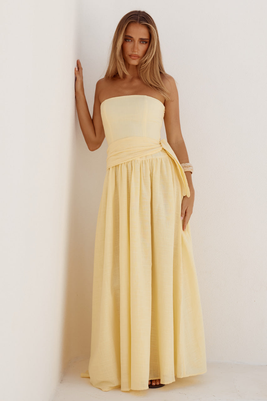 MAEVE STRAPLESS SIDE TIE MAXI DRESS - BUTTER