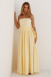 MAEVE STRAPLESS SIDE TIE MAXI DRESS - BUTTER