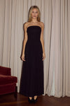 MALONE RUCHED STRAPLESS MAXI DRESS - BLACK
