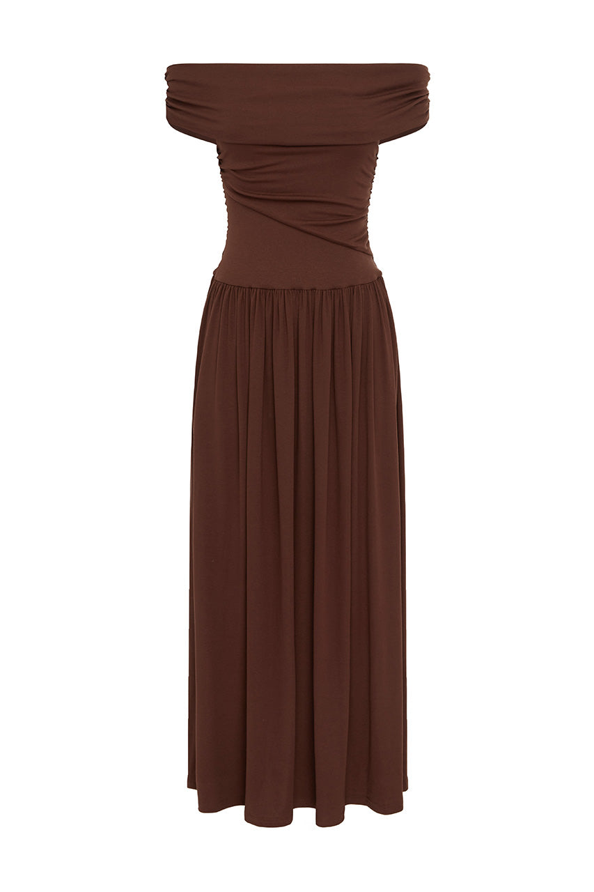 MANALLA MAXI DRESS - BROWN