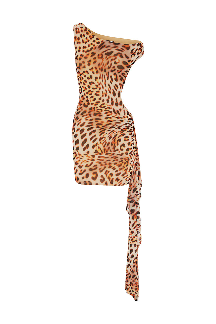 MARA MINI DRESS - TIKANI LEOPARD