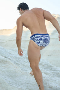 MARCEL PRINTED RACER SWIM BRIEF - MIRKO NAVY