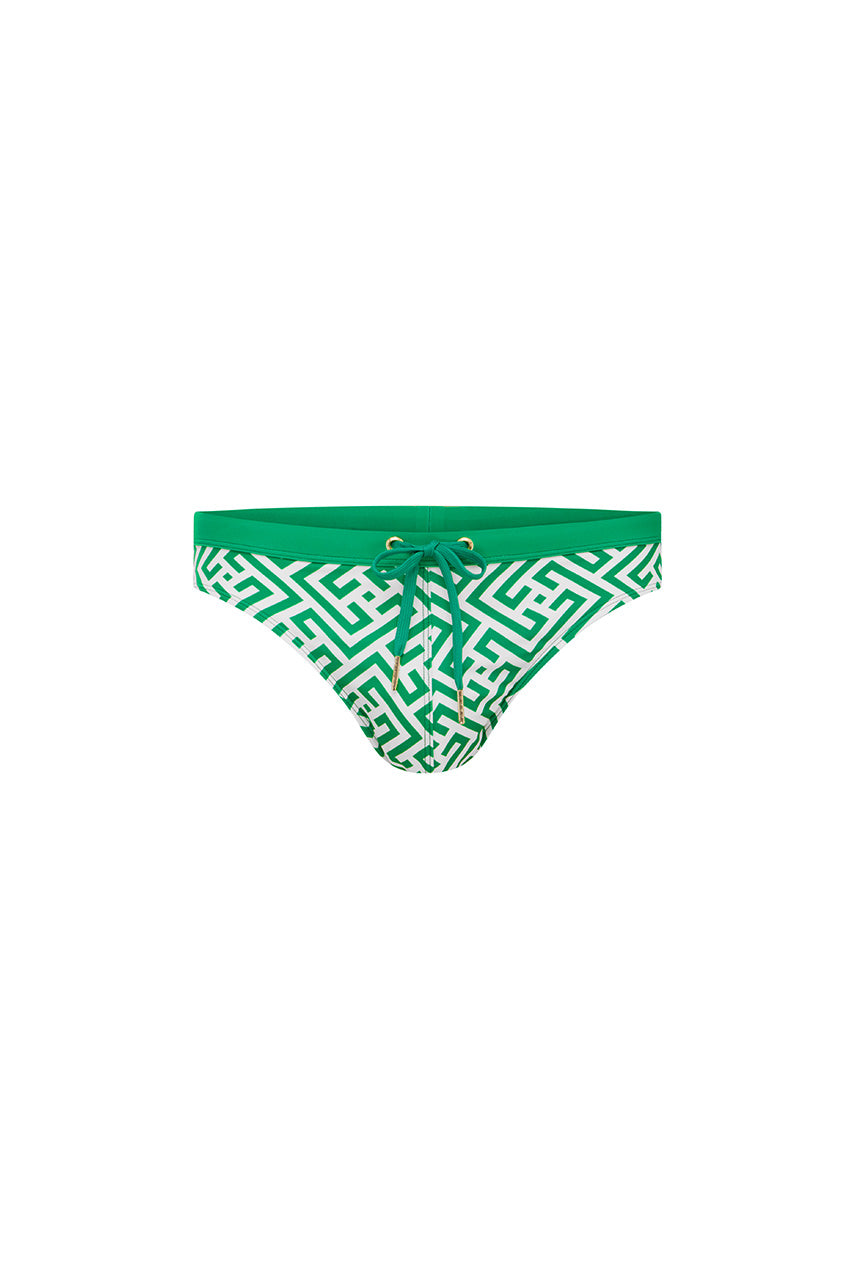 MARCEL PRINTED RACER SWIM BRIEF - MIRKO GREEN