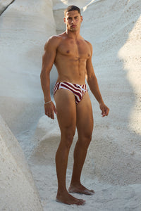 MARCEL PRINTED RACER SWIM BRIEF - MONTIE CHOC