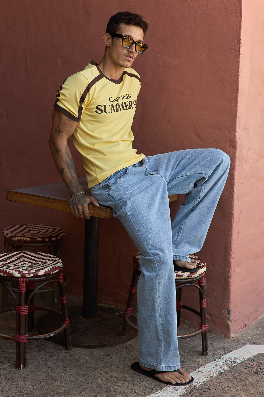 MARK SHORT SLEEVE T-SHIRT - YELLOW/CHOC