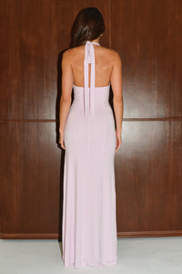 MARLENI V-NECK HALTER MAXI DRESS - PINK