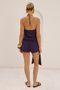 MARLOW HALTER WRAP TOP - NAVY