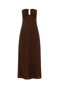 MARTHA STRAPLESS MAXI DRESS - CHOCOLATE