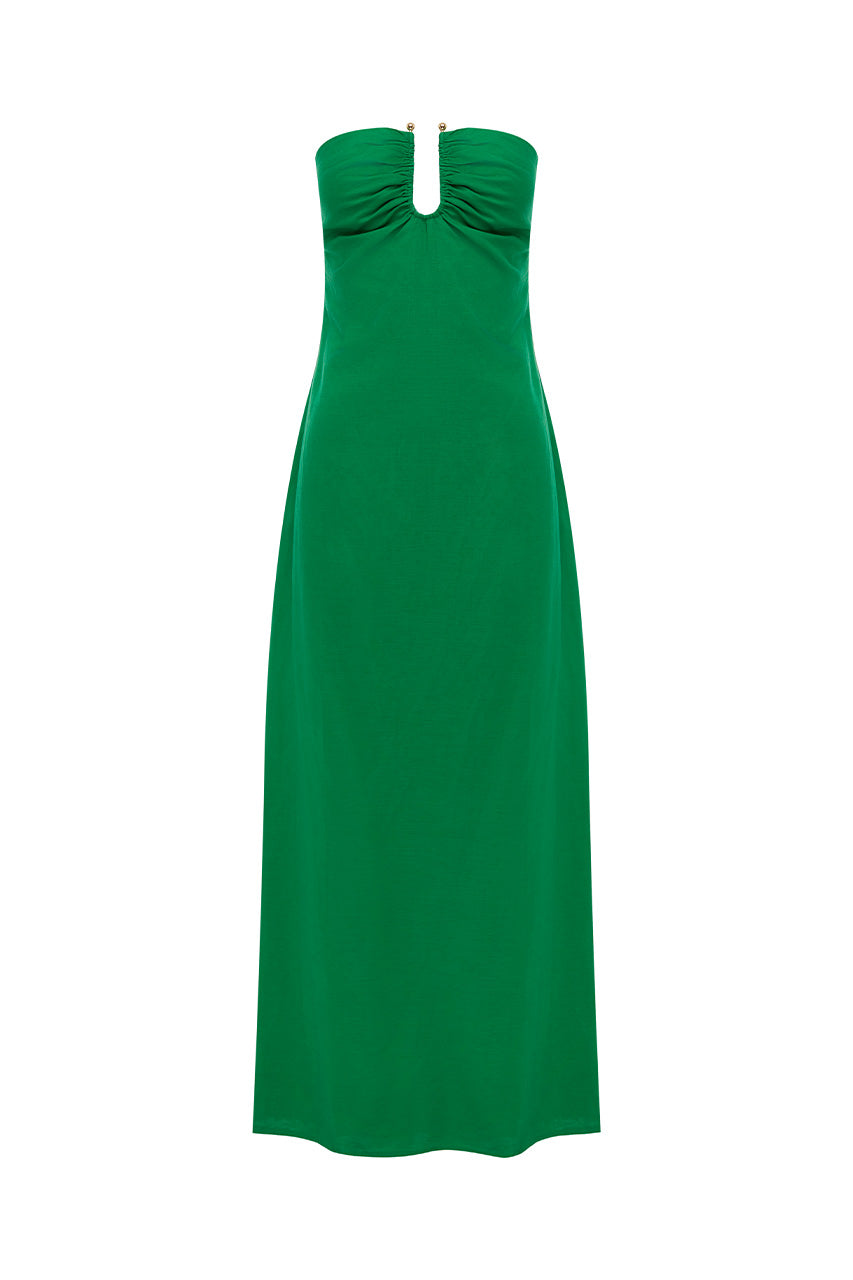 MARTHA STRAPLESS MAXI DRESS - GREEN