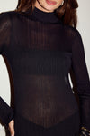 MARTINA SLEEVED KNIT MAXI DRESS - BLACK
