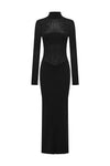 MARTINA SLEEVED KNIT MAXI DRESS - BLACK