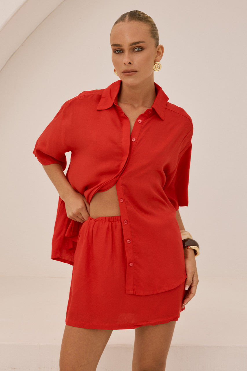 ADELYN MINI SKIRT - RED