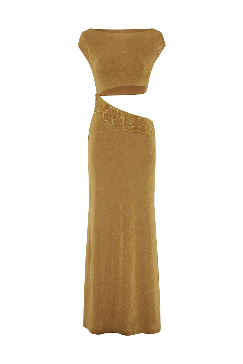 MAYLA BOAT NECK MAXI DRESS - GINGER