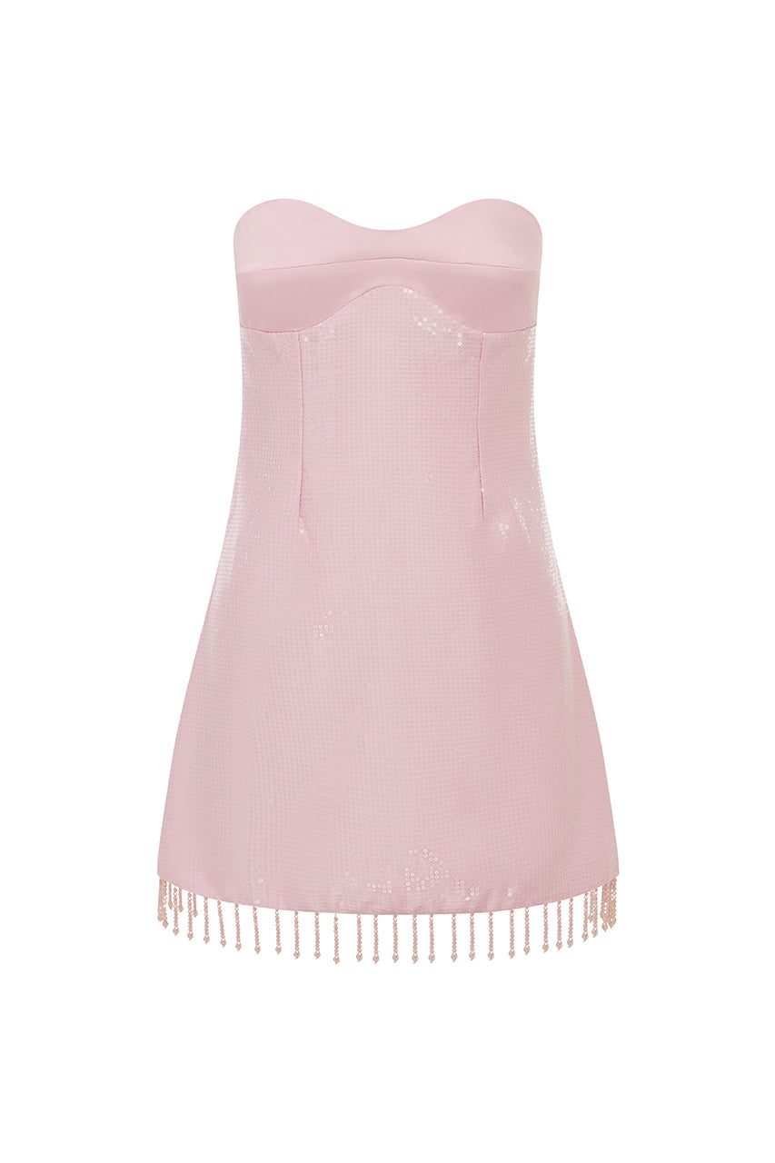 MEDINA STRAPLESS MINI DRESS - MUSK