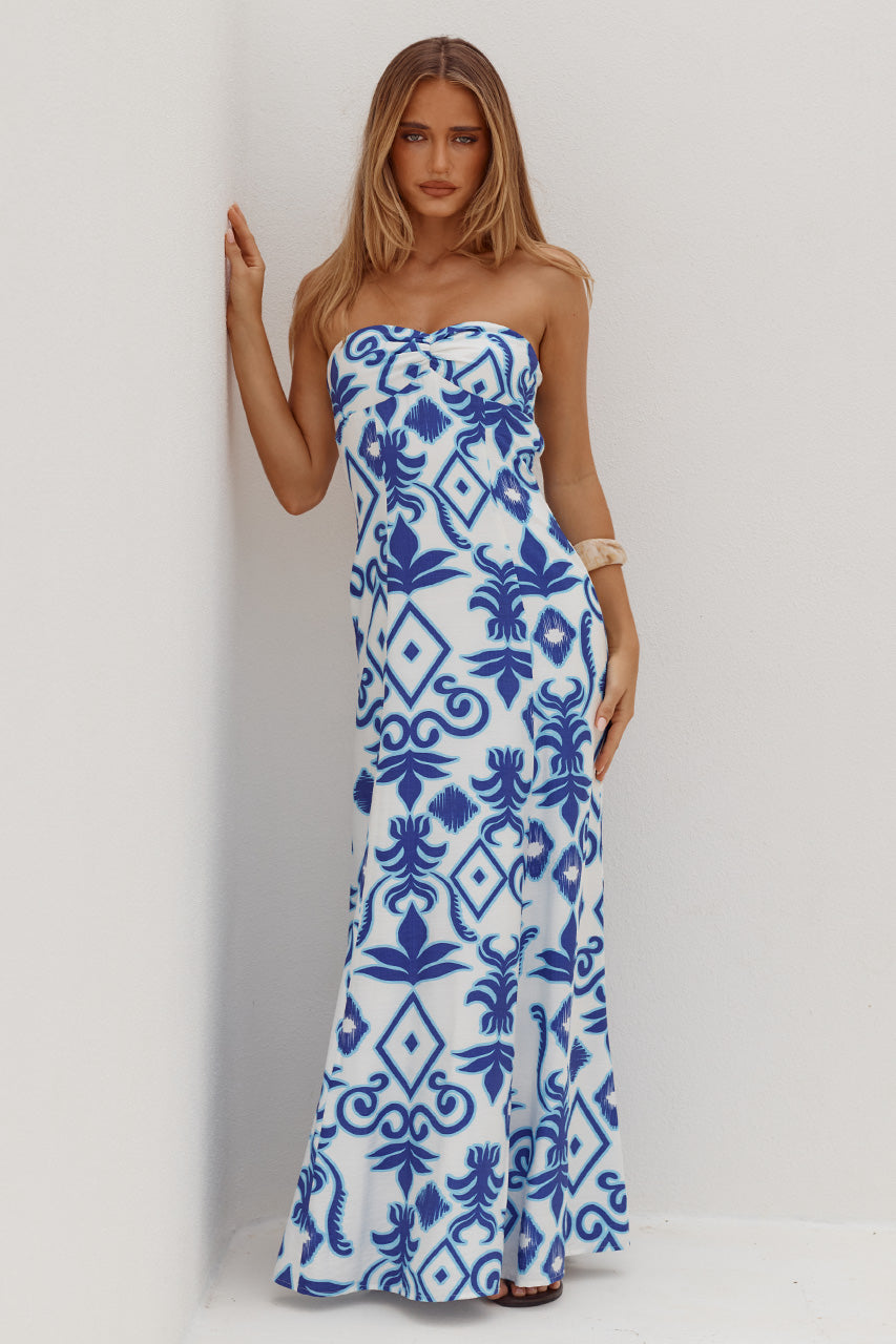 MELESA STRAPLESS MAXI DRESS - MADDIE BLUE
