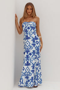 MELESA STRAPLESS MAXI DRESS - MADDIE BLUE