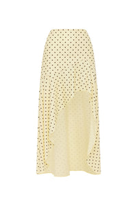 MELODY FLOUNCE MIDI SKIRT - LEMON/CHOC POLKA