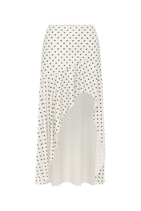 MELODY FLOUNCE MIDI SKIRT - CREAM/BLACK POLKA