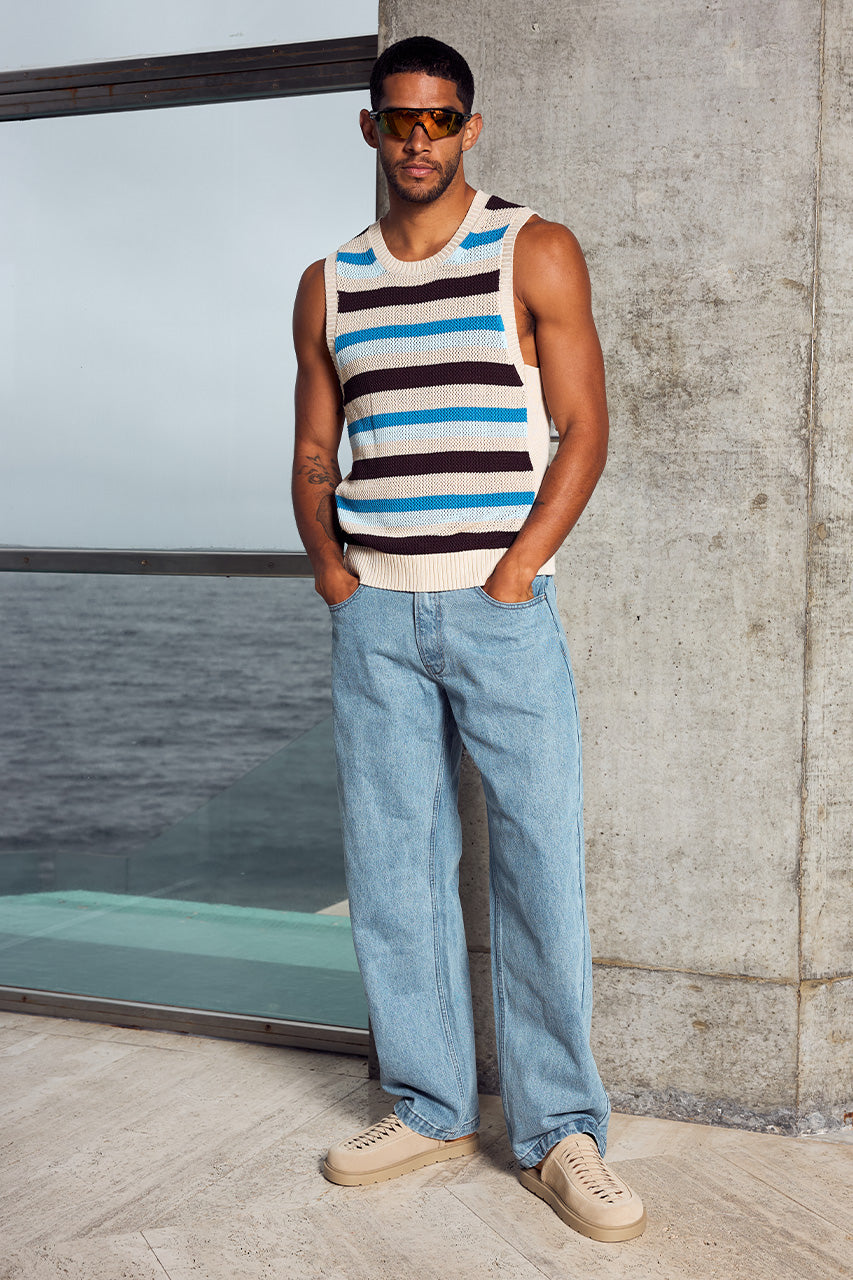 MICHELO KNIT TANK - CHOCOLATE MULTI