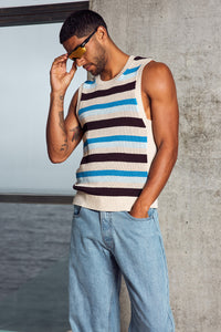MICHELO KNIT TANK - CHOCOLATE MULTI