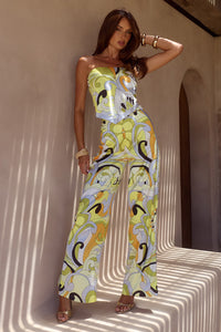 MILANI RELAXED SATIN PANT - PELICANO MULTI