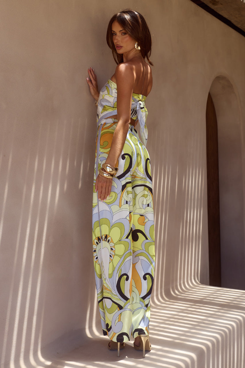 MILANI RELAXED SATIN PANT - PELICANO MULTI