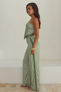 MILANI RELAXED SATIN PANT - SAGE GEO