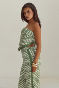 MILANI SATIN SCARF TOP - SAGE GEO