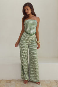 MILANI RELAXED SATIN PANT - SAGE GEO