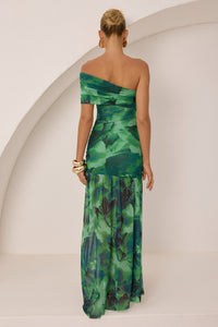 MISAKI ONE SHOULDER MAXI DRESS - CALISTA GREEN