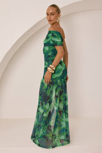 MISAKI ONE SHOULDER MAXI DRESS - CALISTA GREEN