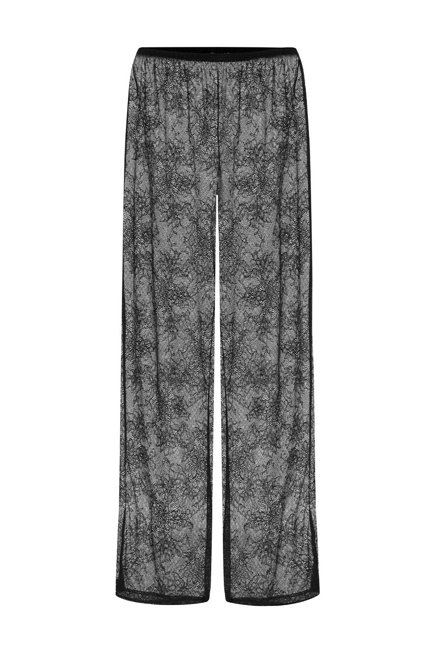 MODA STRAIGHT LEG LACE PANT - BLACK