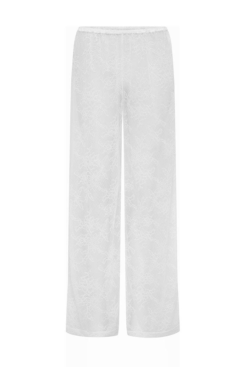 MODA STRAIGHT LEG LACE PANT - WHITE
