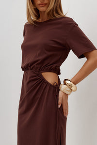 MONA CUT OUT MAXI DRESS - CHOCOLATE