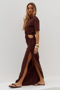 MONA CUT OUT MAXI DRESS - CHOCOLATE