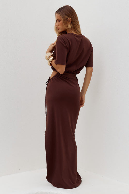 MONA CUT OUT MAXI DRESS - CHOCOLATE