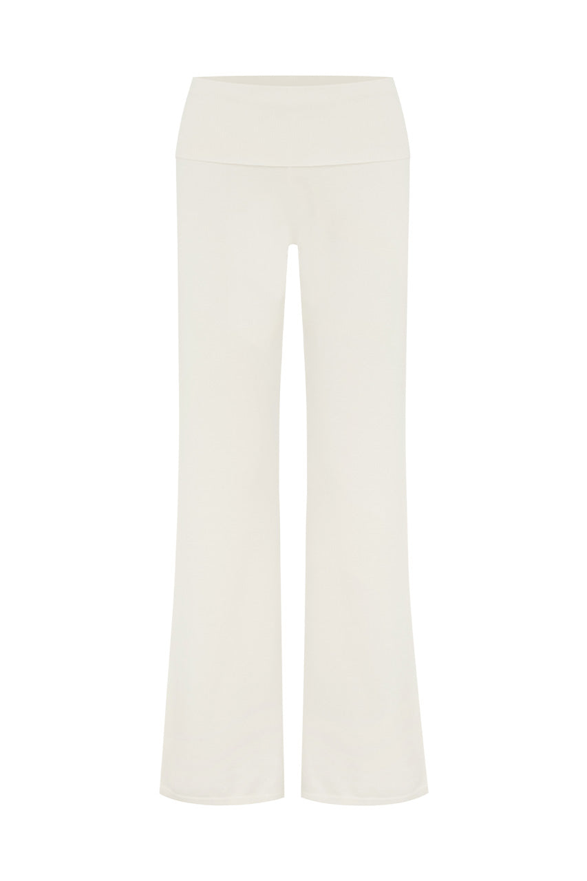 MONISHA FOLDOVER FLARE KNIT PANT - CREAM