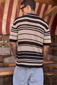 MONROE TOP - BLACK/SAND STRIPE