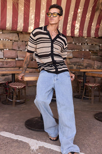 MONROE TOP - BLACK/SAND STRIPE