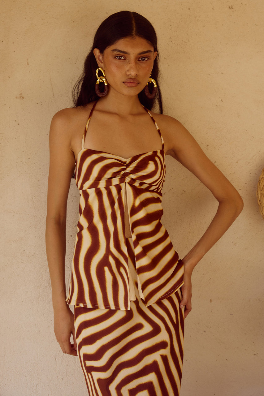 MONTIE HALTER TOP - MONTIE CHOC