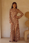 MONTIE SLEEVED MAXI DRESS - MONTIE CHOC