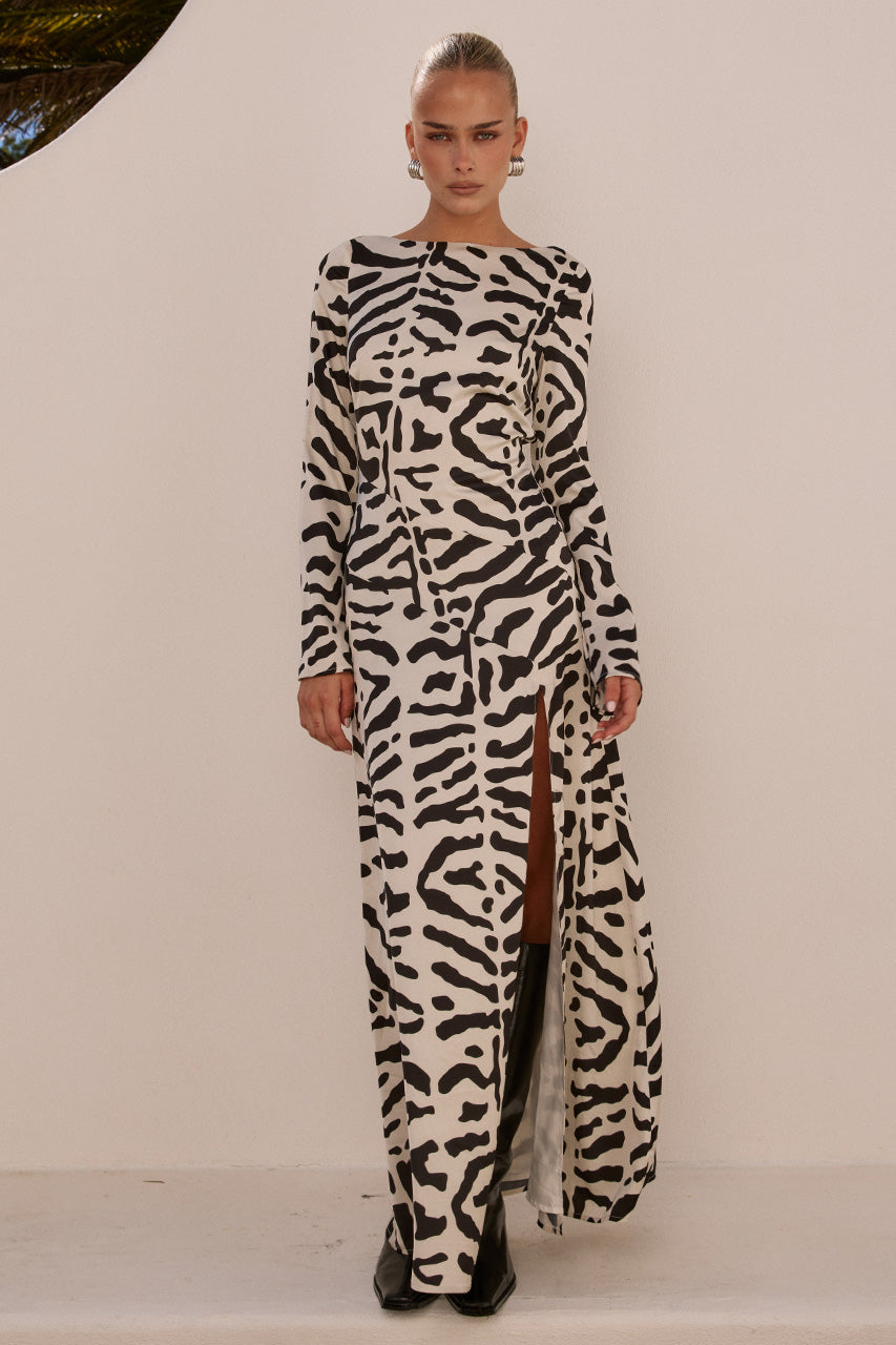 MONTIE SLEEVED MAXI DRESS - MAJA BLACK